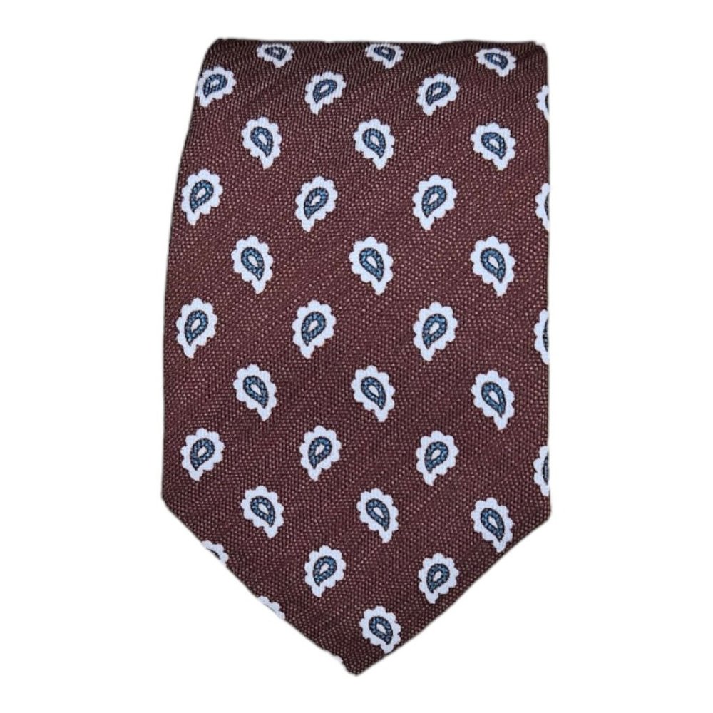 ALTEA Brown Paisley Silk Tie ITALY 60"/ 3" EC